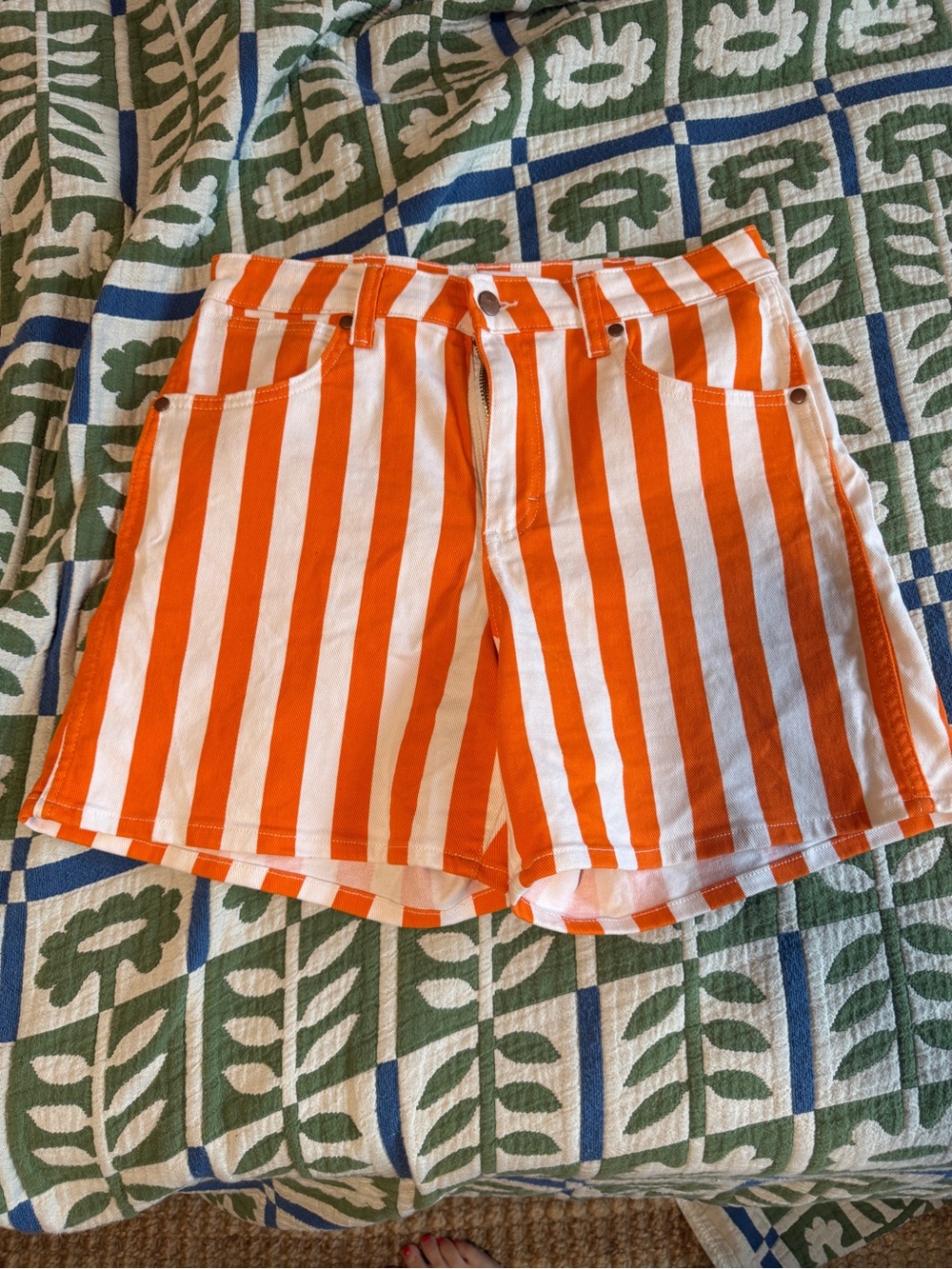 Wrangler whataburger Orange Striped Shorts
